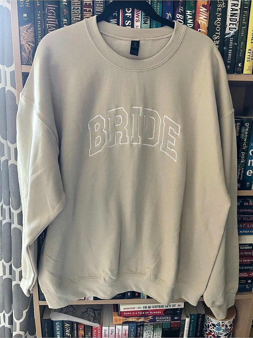 NWOT BRIDE Crewneck Sweatshirt in Beige Size XL embroidered